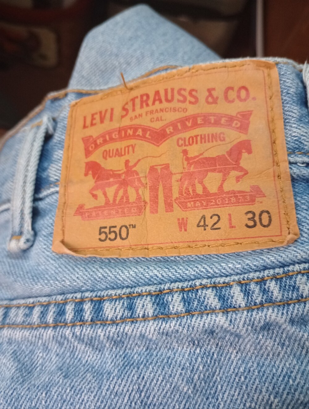 Levi's 550 Relaxed Fit Light Blue Jeans with Leather Patch